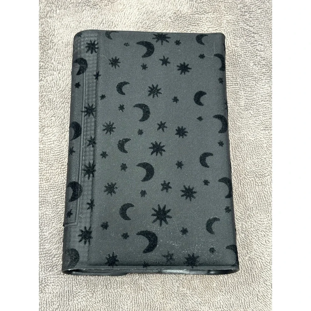 Vtg Black Celestial Moon Stars Planner Cover Organizer Agenda Binder Folio Case